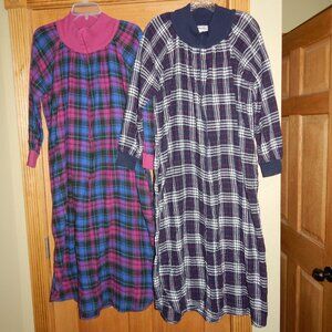 Women's Size Small S ANTHONY RICHARDS Plaid Flannel Nightgown Robe Gown Pajamas